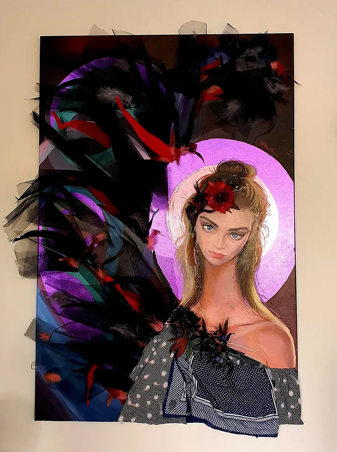 Immagine di Angel of stubbornness. Ukrainian Artist, Ukraine. di Natalia Byrdina, dimensioni: 150 × 100 × 2 cm, medium: Painting