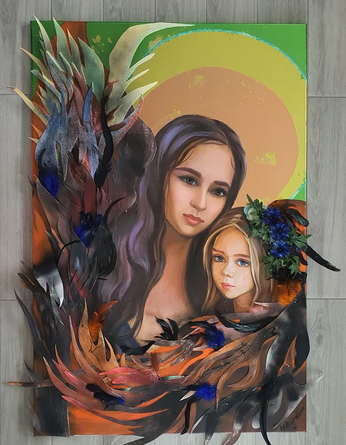 Bild von Angel of mercy. Ukrainian Artist, Ukraine. von Natalia Byrdina, Größe: 120 × 80 × 2 cm, Painting Medium