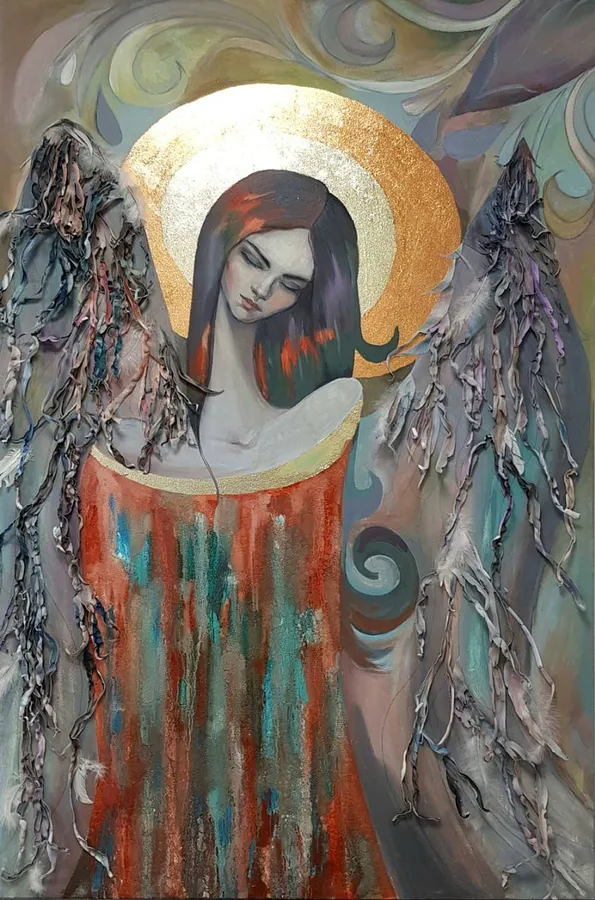 Image of Angel of sorrow by Natalia Byrdina, size: 100 × 150 cm, made of Canvas, Painting medium, priced at $1598