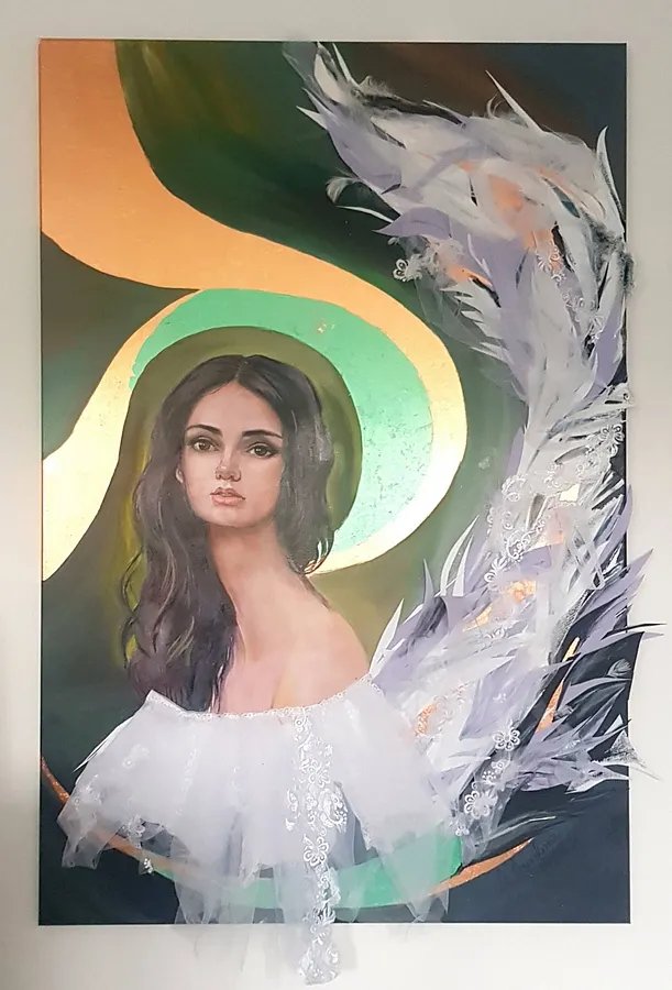 Obraz Motherhood angel autorstwa Natalia Byrdina, rozmiar: 100 × 150 cm, medium Painting, cena: $1438