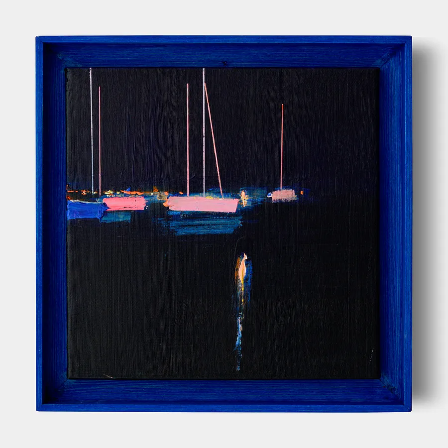 Immagine di Port at night. Etude di Igor Nekraga, dimensioni: 25x25 cm, materiali: Acrylic on canvas, medium: Pittura, città: Ukraine, serie: Acrylics, prezzo: $300