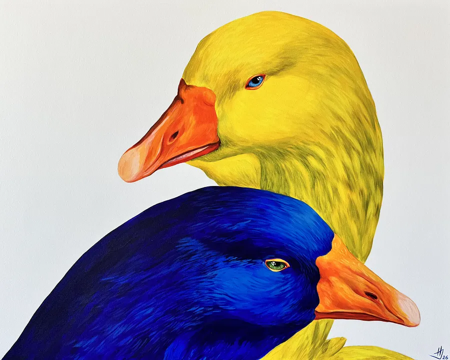 Imagen de Geese de Ivanka Nechyporyk, tamaño: 80x100 cm, hecho de Acrylic on canvas , medio Pintura, de Kyiv, Ukraine, con un precio de $2300
