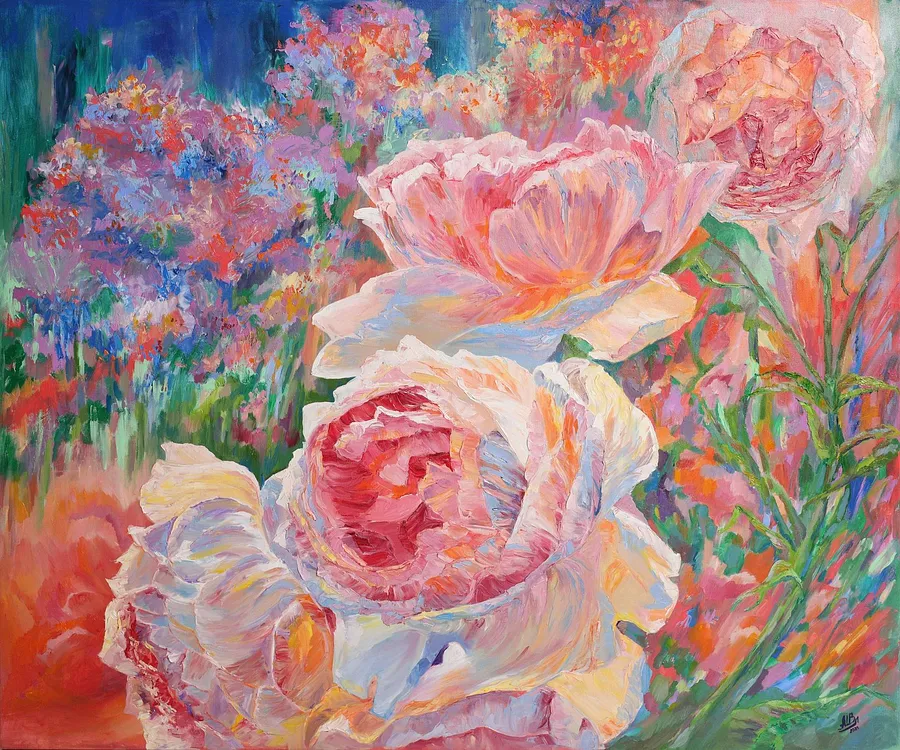 Obraz Dance of Flowers autorstwa Vladyslava Shokha, rozmiar: 120 × 100 cm, medium Painting