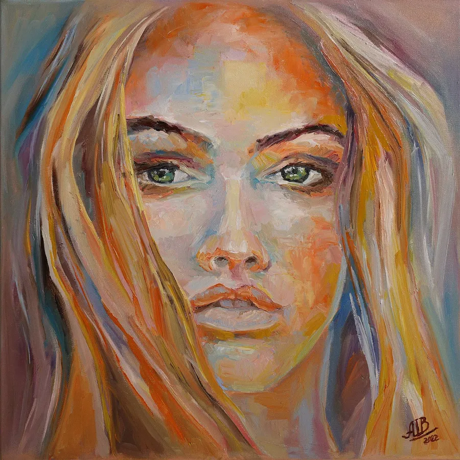 Bild von "Green look" von Vladyslava Shokha, Größe: 50 × 50 cm, Painting Medium, zum Preis von Preis auf Anfrage