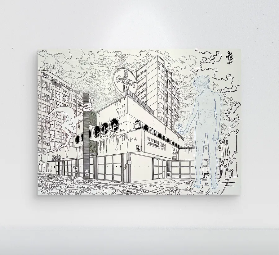 Obraz Polski Manhattan, gdzie kwitnie rumianek autorstwa Margo Vovchok, rozmiar: 90 X 65 cm, wykonany z акрил, пастель, туш на полотні, medium Графіка, z Warsaw