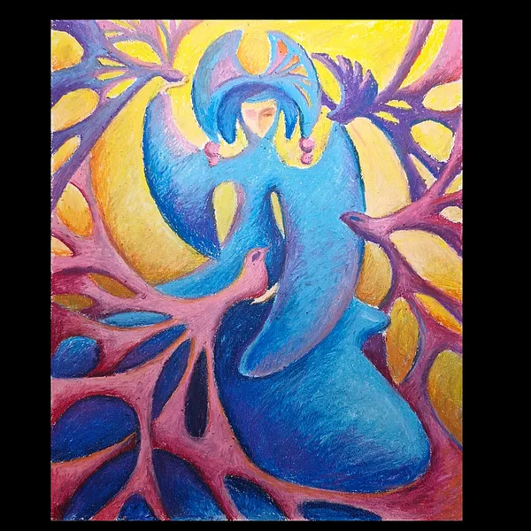 Imagen de Блакитна діва de Оксана Лопоха, tamaño: 40х50, hecho de Pastel al óleo, medio Живопис, de Ucrania, parte de la serie Фігури, con un precio de $340