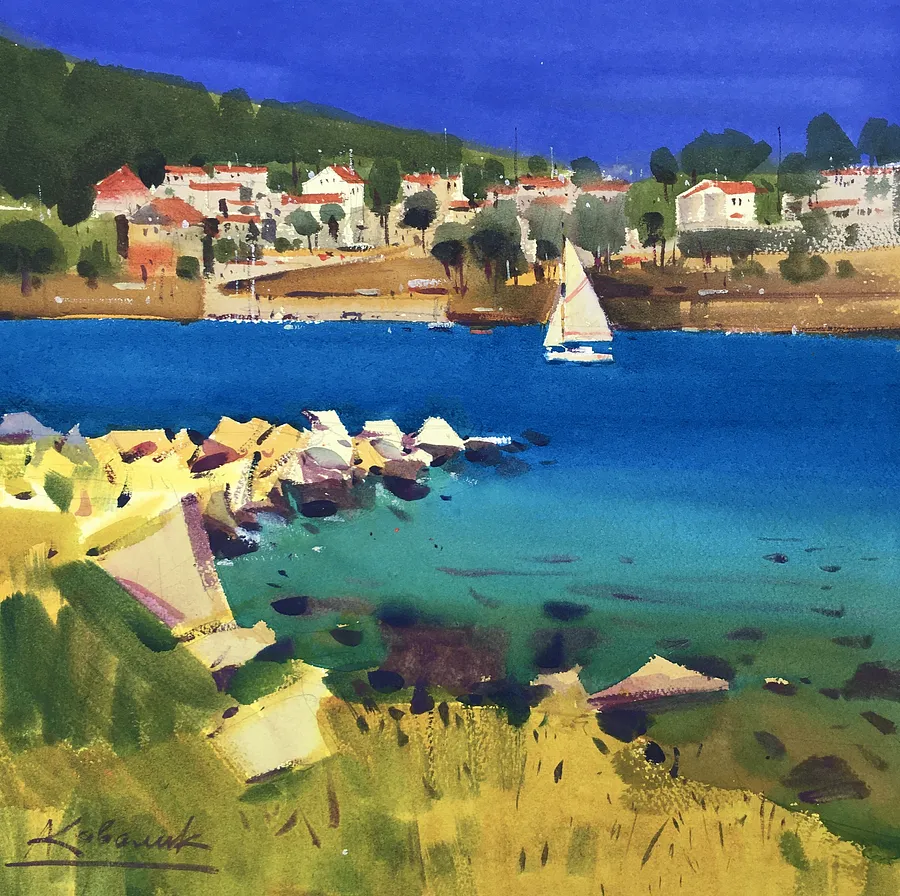 Immagine di Wonderful Greece  di Andrii Kovalyk, dimensioni: 38x38 cm , medium: Original Artworks , serie: Landscapes Around the World , prezzo: €1200