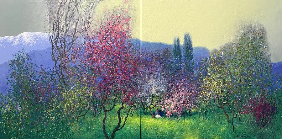 Image de Spring in Italy  par Andrii Kovalyk, taille : 70x140 cm , médium Original Artworks , faisant partie de la série Inner Landscapes, au prix de €5000