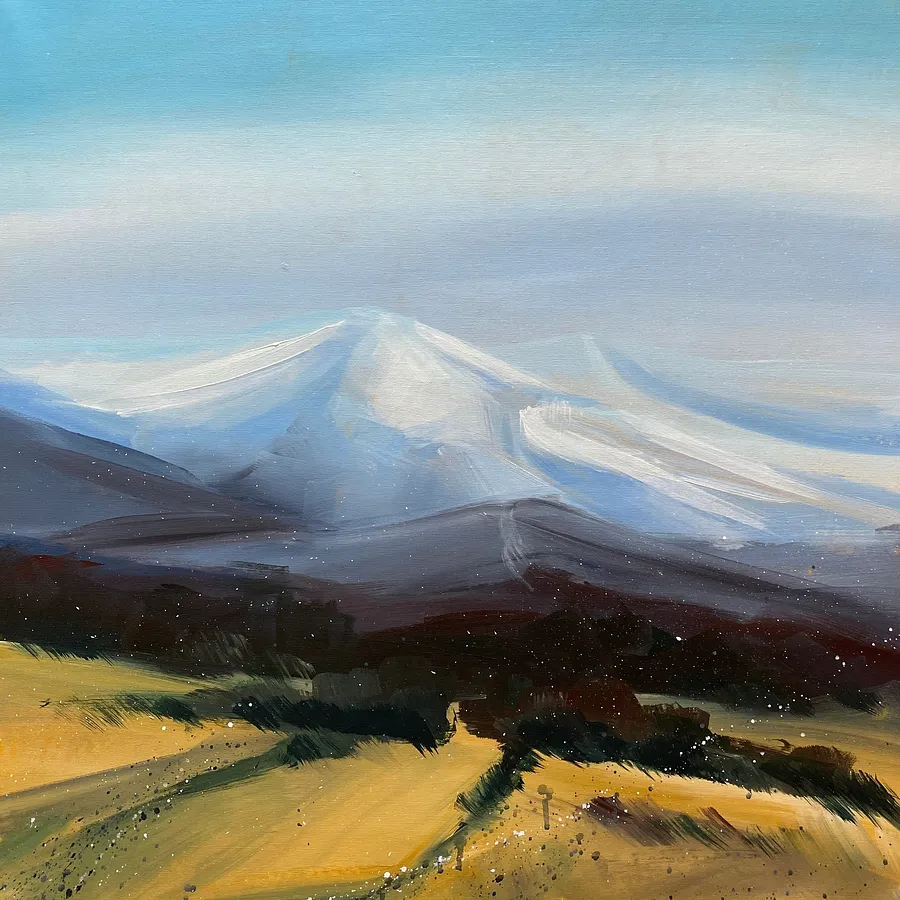 Immagine di First Day of Spring in the Mountains di Helen Mount, dimensioni: 60 × 60 × 2 cm, medium: Painting
