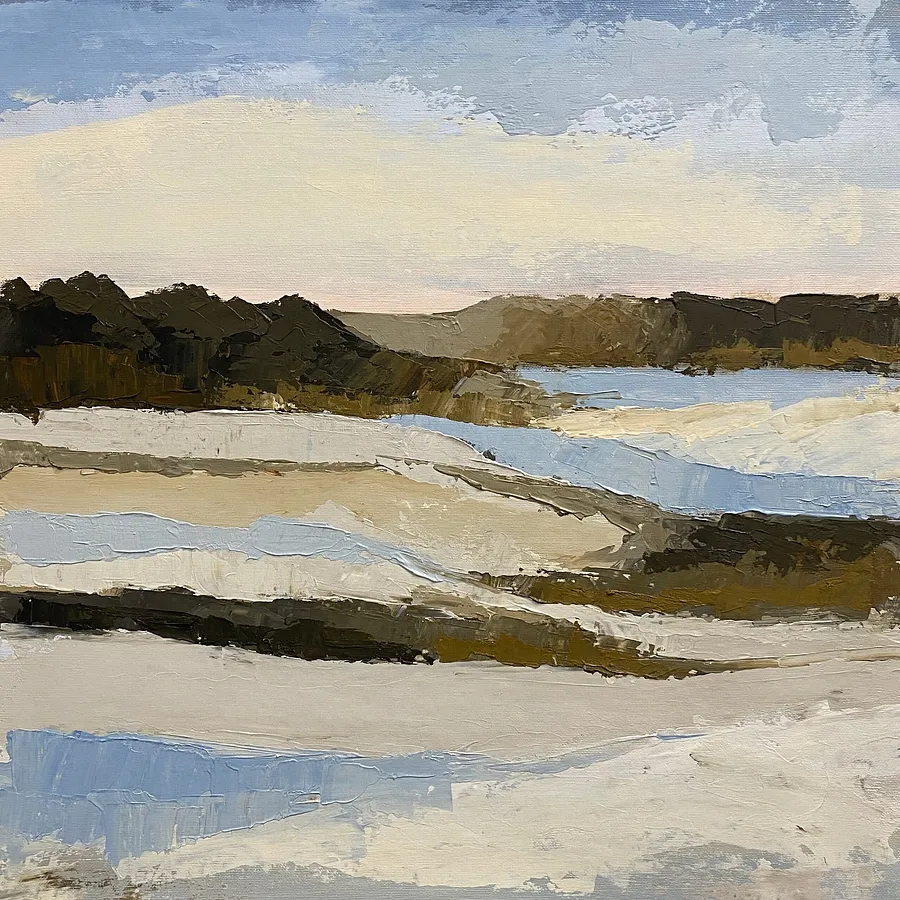 Obraz Autumn Talks/7 autorstwa Helen Mount, rozmiar: 40 × 40 × 2 cm, wykonany z oil on canvas, medium Painting