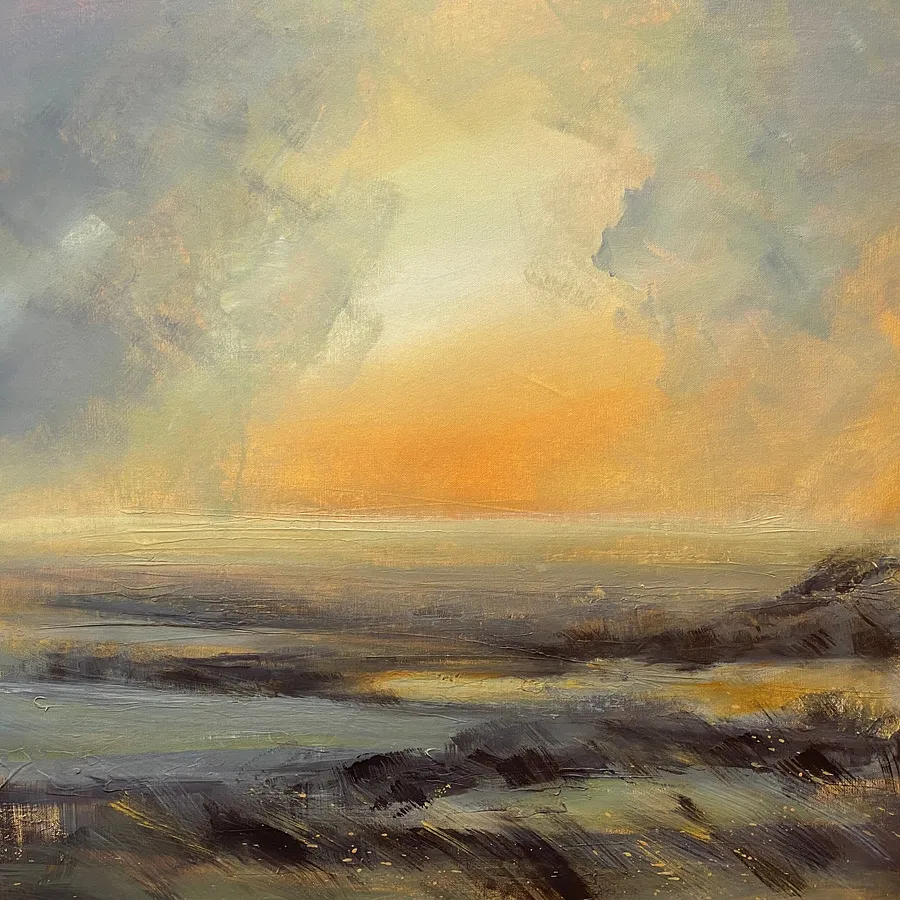 Image of Rain Melodies/14 by Helen Mount, size: 60 × 60 × 2 cm, made of oil on canvas, Painting medium