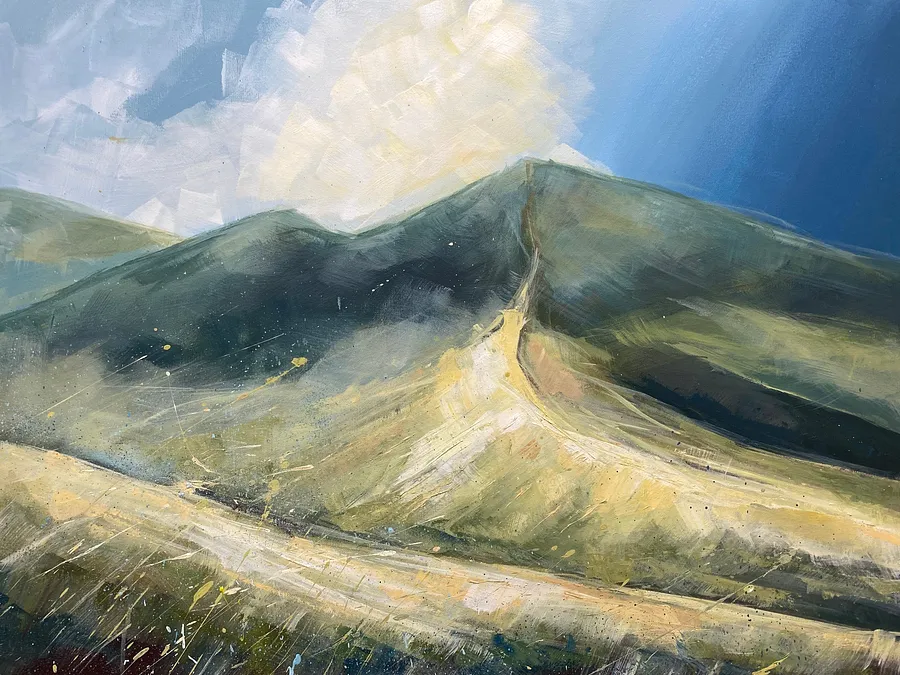 Immagine di Sunlit Slope di Helen Mount, dimensioni: 60 × 80 × 2 cm, materiali: oil on canvas, medium: Painting