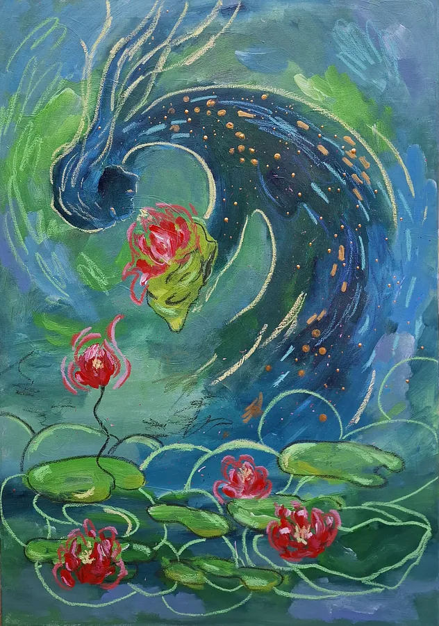 Image of Wave by Daria Habich, size: 70х100 cm, Живопис medium, part of the The soul Garden series, priced at €980