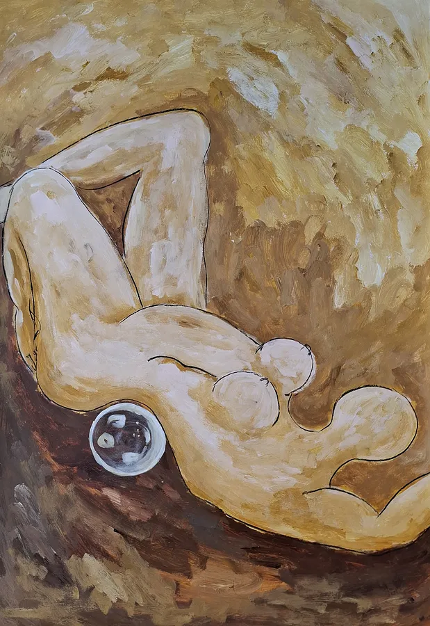 Зображення "Be my support" від Daria Habich, розмір: 70х100 cm, матеріали: acrylic, coal, varnish, cardstock, медіум: Mixed media on Cardstock, місто: Ukraine, серія: Soul´s & Body´s, ціна: €890
