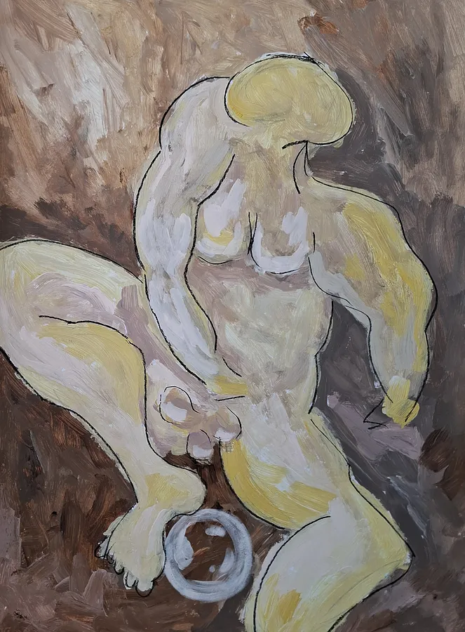 Image de Where are you? par Daria Habich, taille : 50х70 cm, médium Mixed media on Cardstock, faisant partie de la série Soul´s & Body´s, au prix de €690