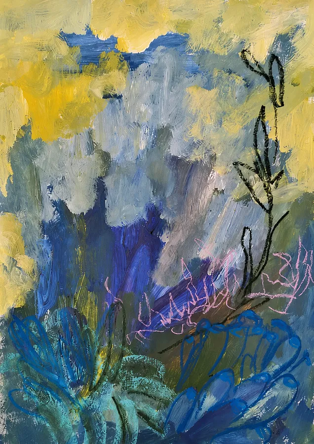 Image de After the Calm par Daria Habich, taille : 29.7 × 42 cm., médium Mixed media on paper, faisant partie de la série Salt & Sun, au prix de €190