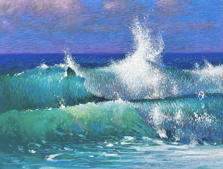 Image de Sounds of the Sea  par Andrii Kovalyk, taille : 50x65 cm , médium Original Artworks , faisant partie de la série Landscapes Around the World , au prix de €550