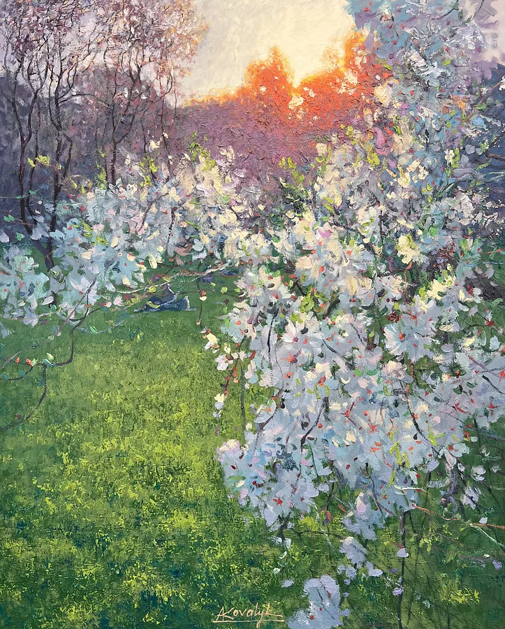 Immagine di Breath of Spring di Andrii Kovalyk, dimensioni: 100x81 cm , medium: Original Artworks , serie: Landscapes Around the World , prezzo: €2500
