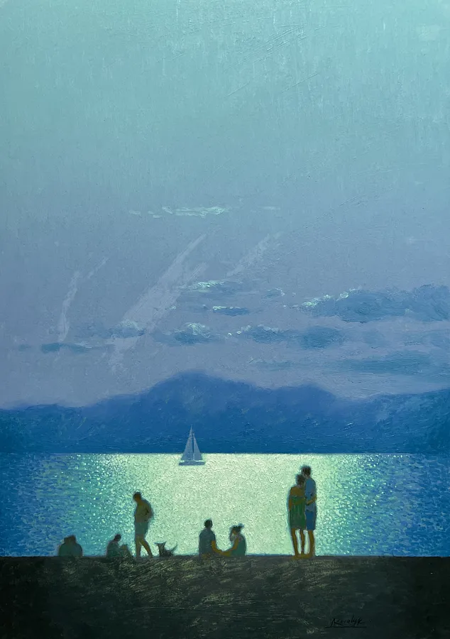 Bild von Magic of a Summer Night von Andrii Kovalyk, Größe: 70x50 cm , Original Artworks  Medium, Teil der Summer Memories Series  Serie, zum Preis von €550