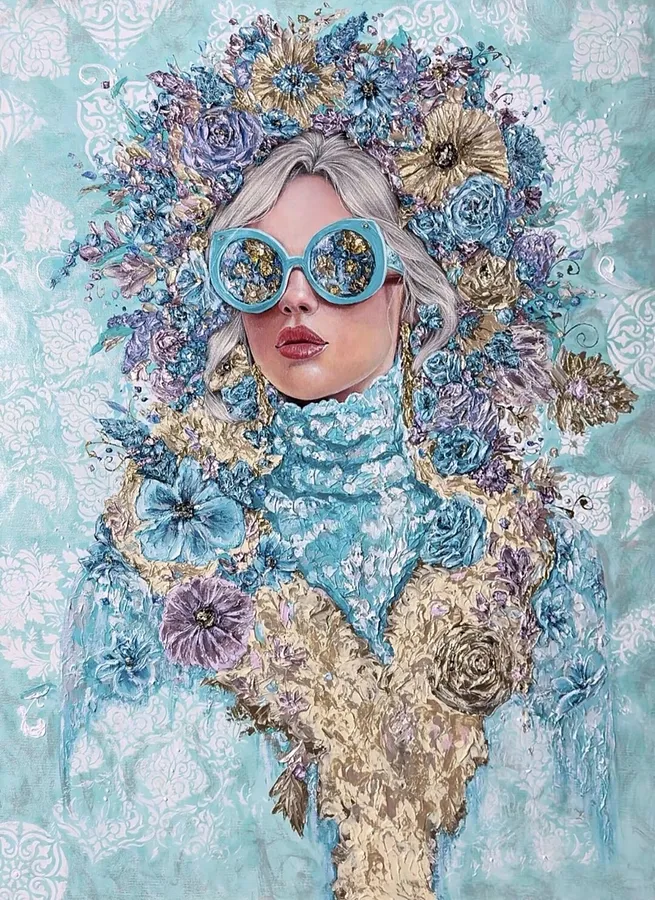 Зображення "Majesty of Winter" від Elena Adele Dmitrenko, розмір: 48 x 36 in, матеріали: acrylic impasto on canvas, медіум: Painting, місто: Poland, серія: Majesty Lady's, ціна: $5200