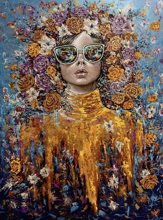 Зображення "Majesty of Autumn" від Elena Adele Dmitrenko, розмір: 48 x 36 in, матеріали: acrylic impasto on canvas, медіум: Painting, місто: Naples, Florida, USA, серія: Majesty Lady's, ціна: $5200