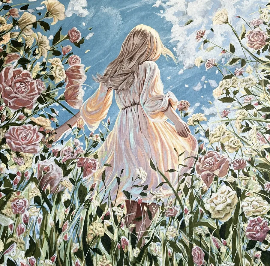 Obraz Nowe Horyzonty autorstwa Elena Adele Dmitrenko, rozmiar: 48 x 48 in, wykonany z akryl na płótnie, medium Malarstwo, z Polska, część serii Wieczny moment, cena: $4800
