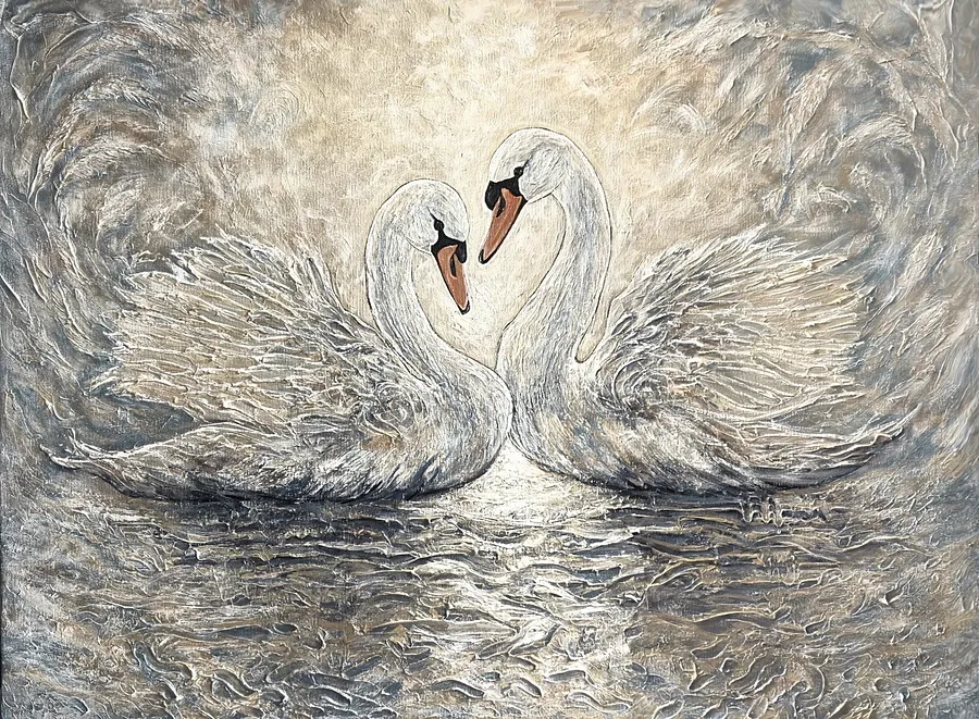 Image of The Bond of Souls by Elena Adele Dmitrenko, size: 36 x 48 in, made of acrylic impasto on canvas, Painting medium, from Poland, part of the Bond of Souls series, priced at $4200