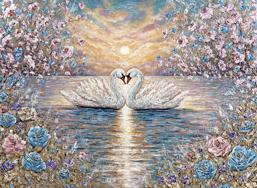 Immagine di When Two Souls Finally Met di Elena Adele Dmitrenko, dimensioni: 36 x 48 in, medium: Painting, serie: Bond of Souls, prezzo: $4200