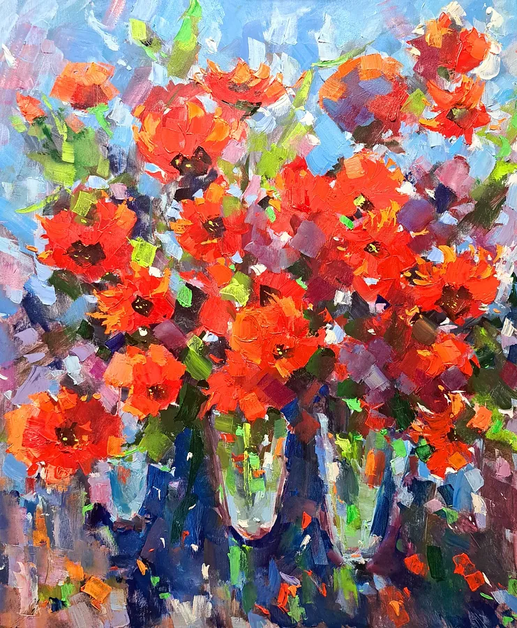 Imagen de Poppies for Mom de Olha Kashshai, tamaño: 80 × 90 cm, hecho de Canvas, medio Painting, con un precio de ₴28000