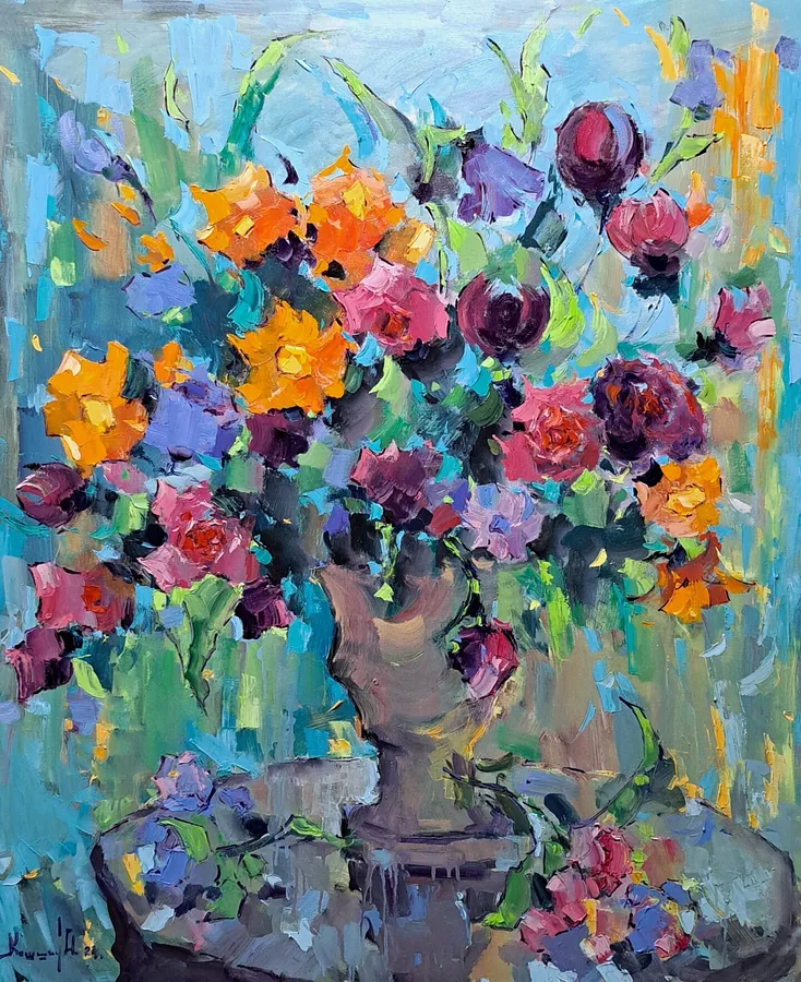 Obraz October’s Mosaic autorstwa Olha Kashshai, rozmiar: 100 × 120 cm, wykonany z oil on canvas, medium Painting
