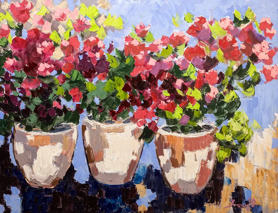 Image de Geranium par Olha Kashshai, taille : 130 × 100 cm, fabriqué avec oil on canvas, médium Painting