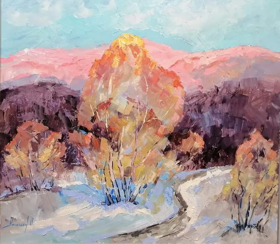Obraz January day autorstwa Olha Kashshai, rozmiar: 90 × 80 cm, wykonany z oil on canvas, medium Painting