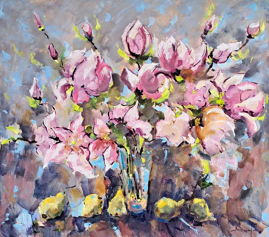 Obraz My Magnolia autorstwa Olha Kashshai, rozmiar: 100 × 90 cm, wykonany z oil on canvas, medium Painting, cena: ₴30000