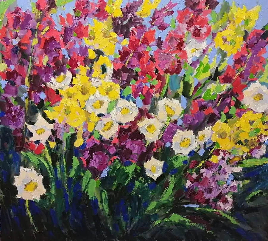 Obraz Gladiolus autorstwa Olha Kashshai, rozmiar: 100 × 90 cm, wykonany z oil on canvas, medium Painting