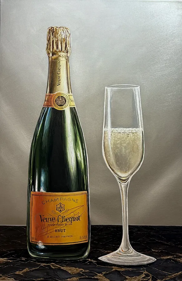 Immagine di Veuve Clicquot Brut di Elena Adele Dmitrenko, dimensioni: 36 x 24 inches, medium: Painting, serie: Still Life, prezzo: $3600
