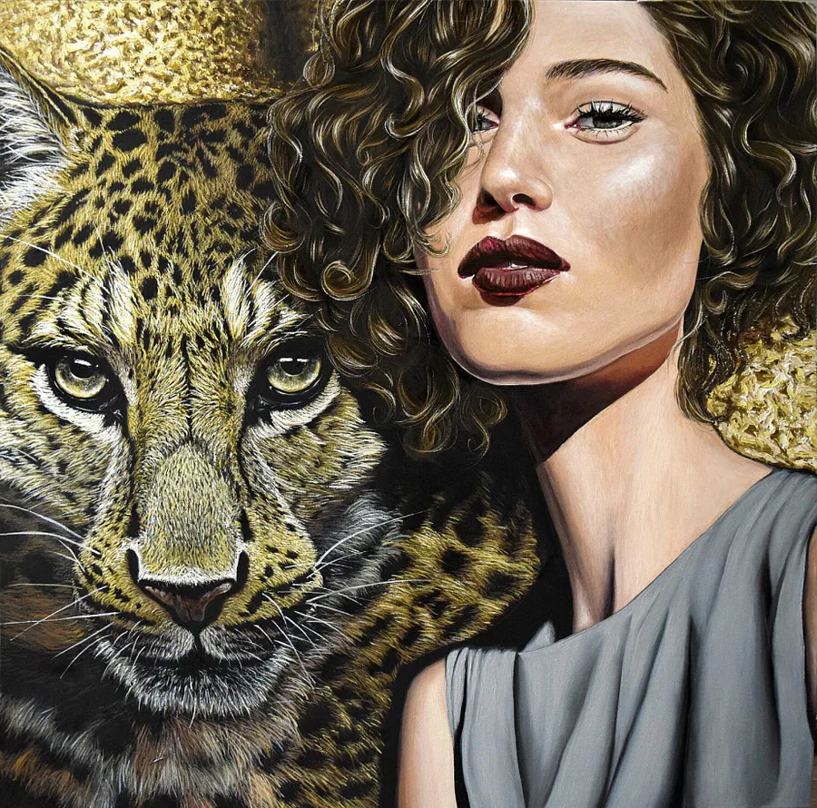 Immagine di Lady in Gold di Elena Adele Dmitrenko, dimensioni: 40 x 40 inches, 100 x 100 cm, serie: Portrait's, prezzo: $12000