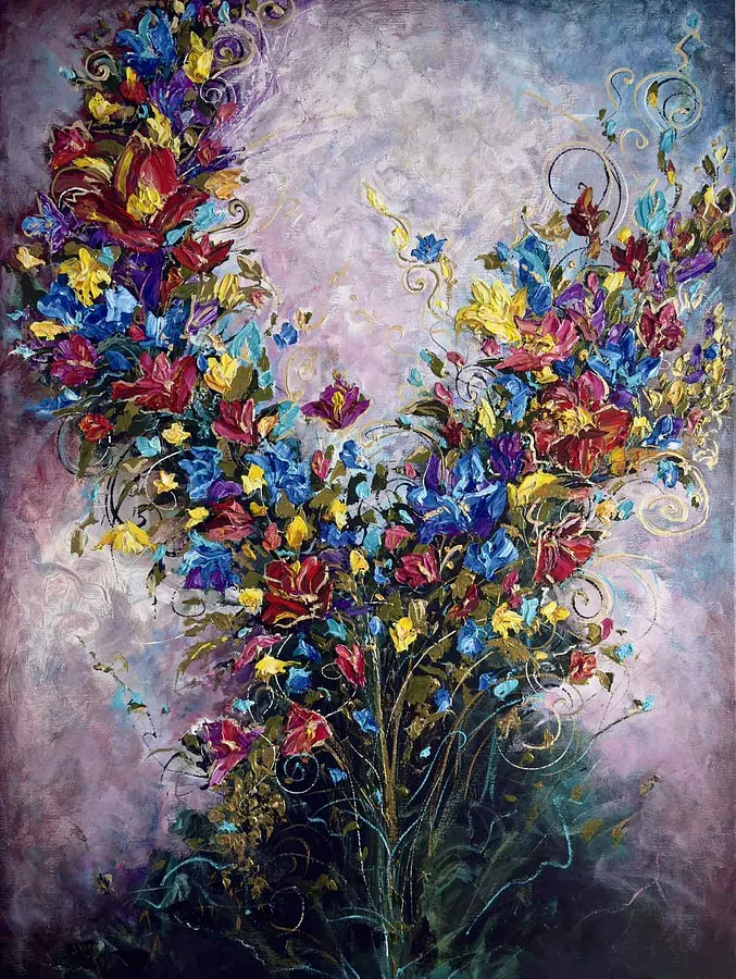Immagine di Elegance  di Elena Adele Dmitrenko, dimensioni: 48 x 36 inches, medium: Painting, serie: Magic Garden, prezzo: $2980