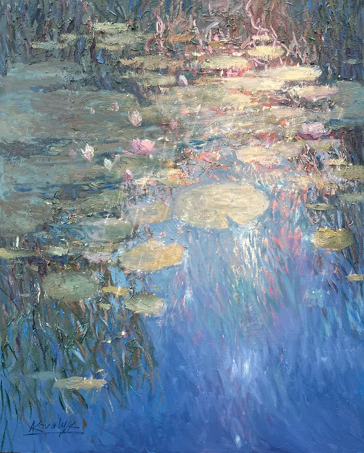 Bild von Water Lilies and Reflections von Andrii Kovalyk, Größe: 100x81 cm , Original Artworks  Medium, Teil der Landscapes Around the World  Serie, zum Preis von €2500
