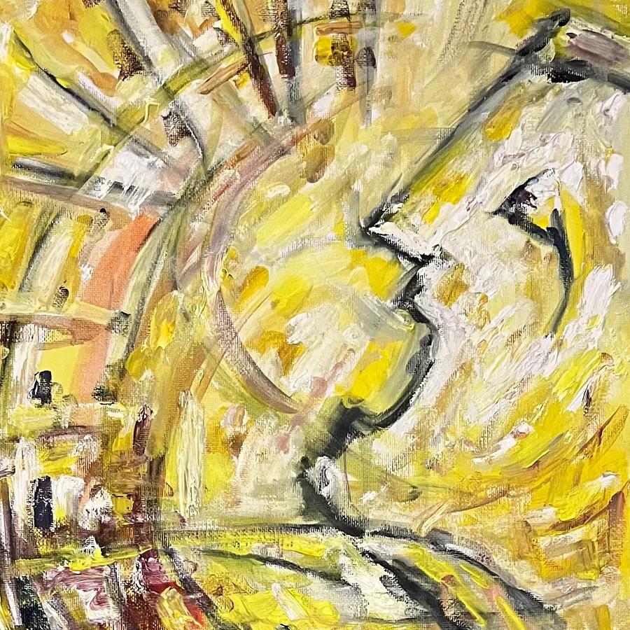 Image of Diptych “Souls on Opposite Sides” by IMARY, size: Overall dimensions: 60 × 30 cm Top panel: 30 × 30 cm Bottom panel: 30 × 30 cm, made of canvas, oil, Painting medium, part of the Metanoia series, priced at €1800
