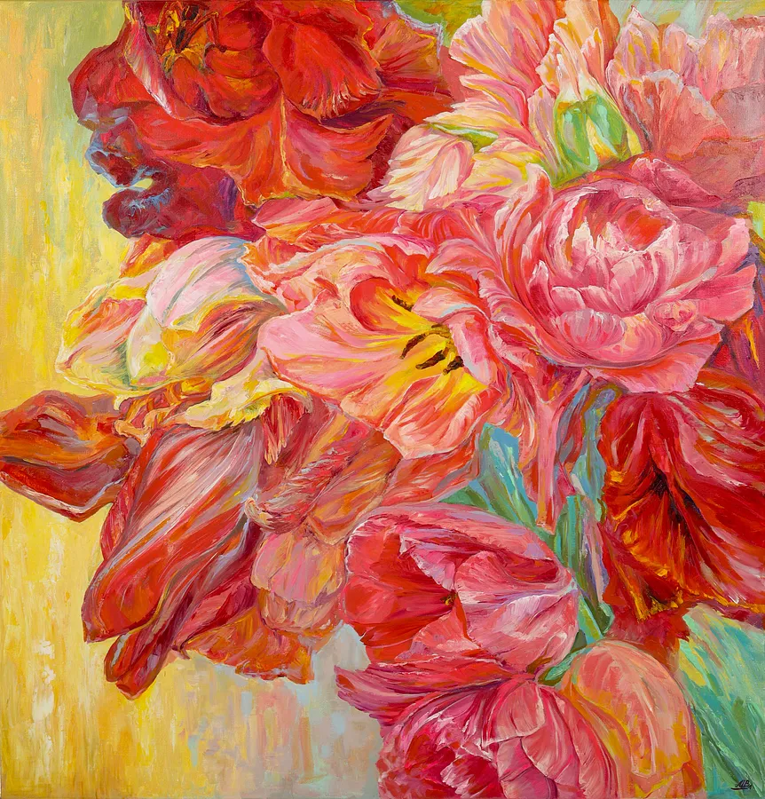 Obraz "Flower cocktail" autorstwa Vladyslava Shokha, rozmiar: 160 × 150 cm, medium Painting, cena: Cena na zapytanie