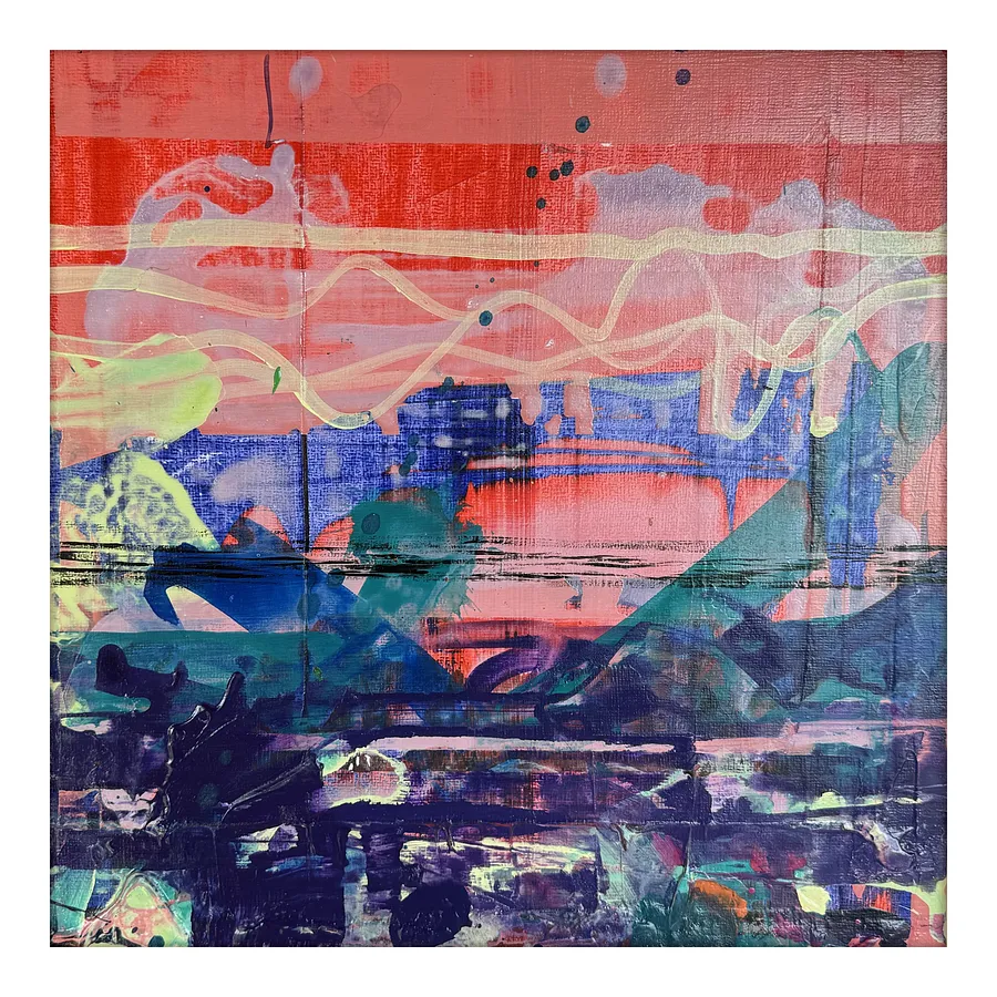 Image of 02/21 – When I Was Waiting for You… "Diaries / Signs of the Times" Series by Maryan Besaga, size: 40 Х40 см, made of acrylic, cardboard, Painting medium, from Ukraine, part of the Diaries / Signs of Time series, priced at €1500