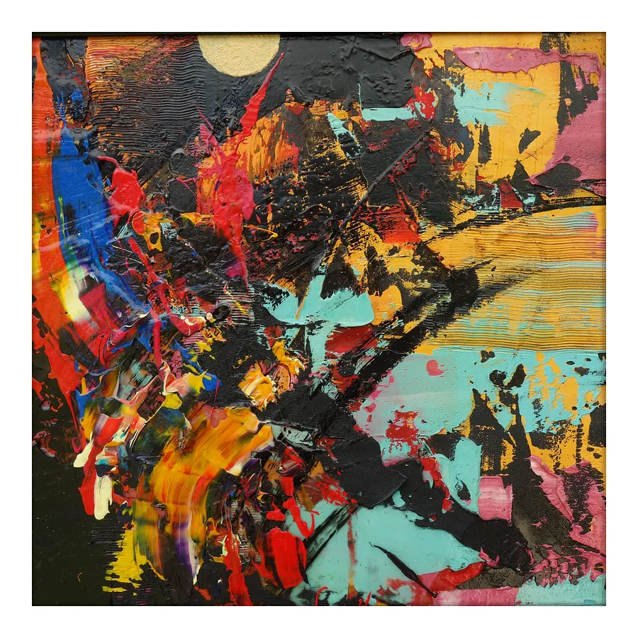 Immagine di 03.10 — Episode III. The Sublime and the Earthly / "Diaries / Signs of the Times / Series di Maryan Besaga, dimensioni: 40 Х40 см, materiali: acrylic, enamel, metal, medium: Painting, città: Ukraine, serie: Diaries / Signs of Time, prezzo: €1500