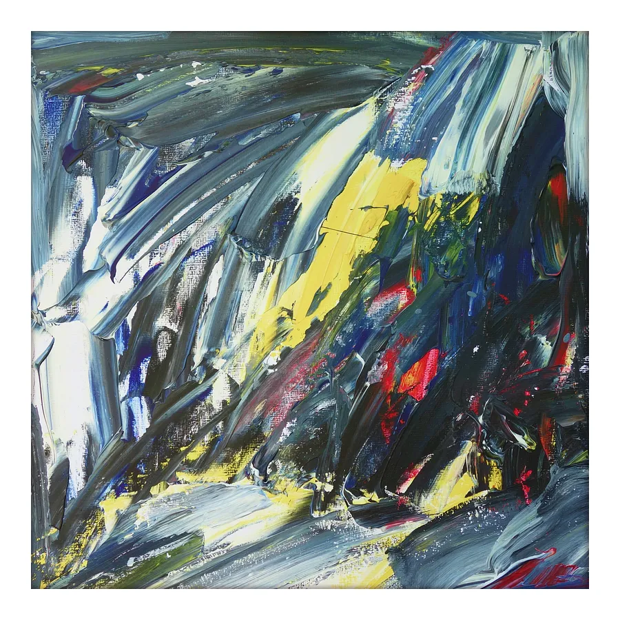 Image of 02/20 — Premonition / "Diaries / Signs of the Times" series by Maryan Besaga, size: 40 Х40 см, made of acrylic, cardboard, Painting medium, from Ukraine, part of the Diaries / Signs of Time series, priced at €1500