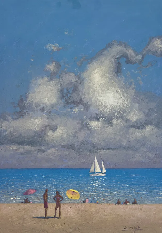 Immagine di Summer Day by the Sea  di Andrii Kovalyk, dimensioni: 70x50 cm , medium: Original Artworks , serie: Summer Memories Series , prezzo: €550