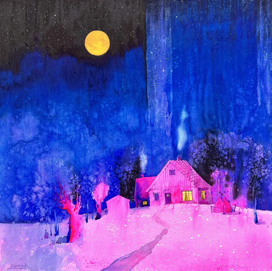 Immagine di Sanctuary Amid Eternal Winter di Andrii Kovalyk, dimensioni: 100x100 cm , medium: Original Artworks , serie: Inner Landscapes, prezzo: €1500