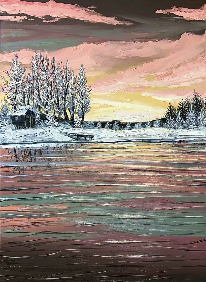 Image of Winter Morning by Elena Adele Dmitrenko, size: 55 x 40 cm, made of Oil on canvas, Painting medium, from Poland, priced at $440