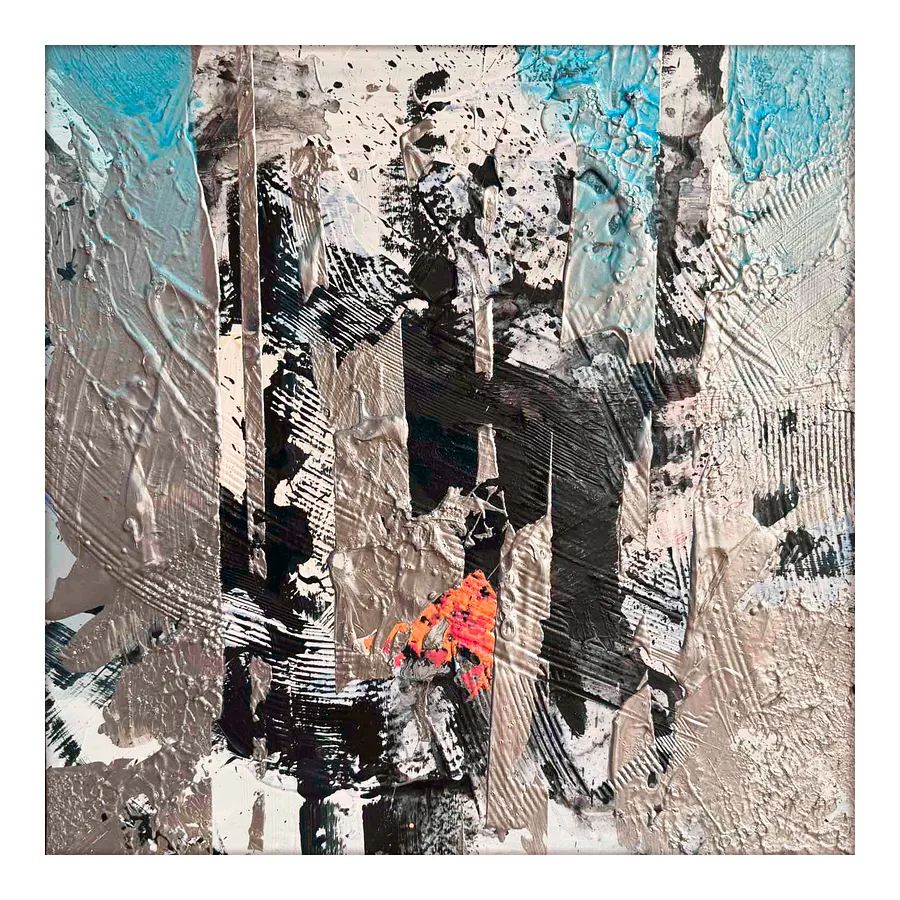Image of 02/26 — Struggle / "Diaries / Signs of the Times" series, by Maryan Besaga, size: 40 Х40 см, made of acrylic, cardboard, Painting medium, from Ukraine, part of the Diaries / Signs of Time series, priced at €1500