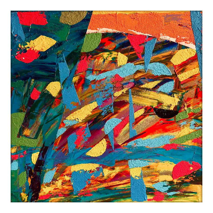Image of 01.18  —  Simultaneously /Diaries / Signs of the Time / Series by Maryan Besaga, size: 40 Х40 см, made of mixed media on metal, Painting medium, from Ukraine, part of the Diaries / Signs of Time series, priced at €1500