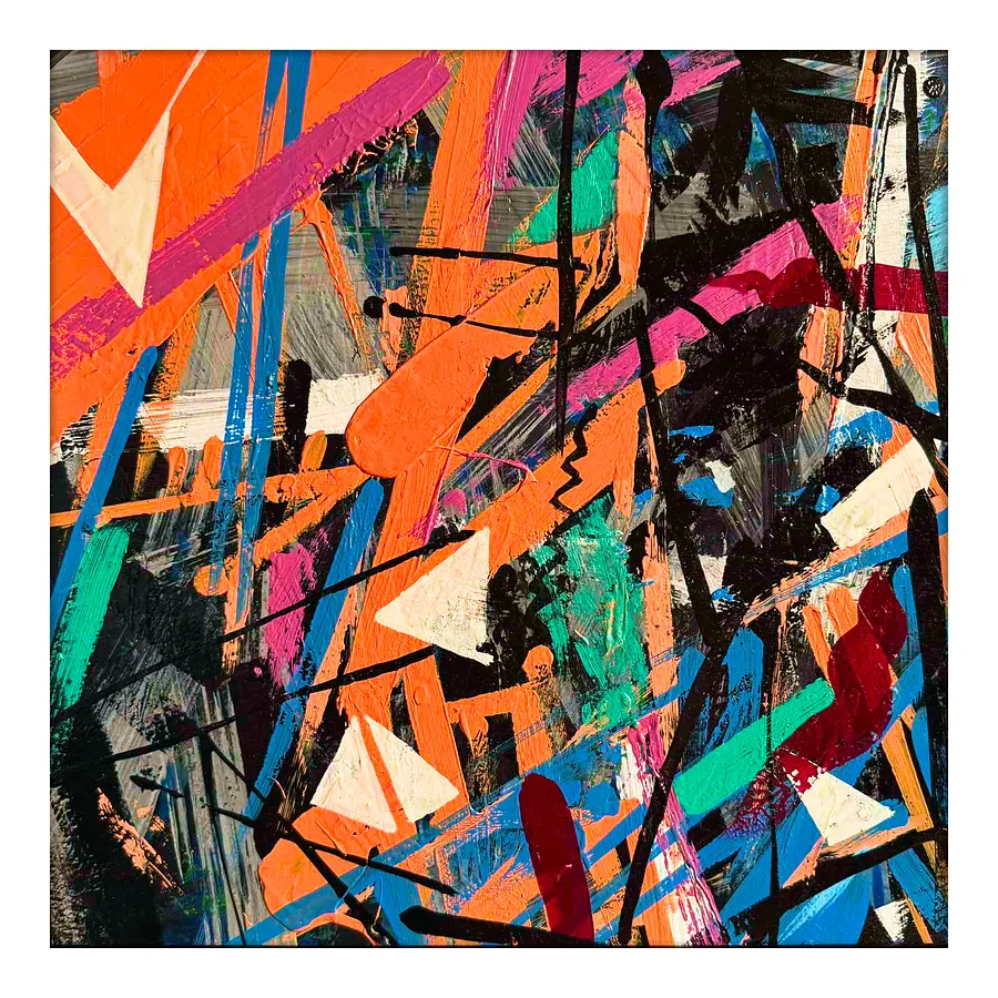 Image of 02.18 —  Intersection / Diaries / Signs of the Times / Series. by Maryan Besaga, size: 40 Х40 см, made of mixed media on metal, Painting medium, from Ukraine, part of the Diaries / Signs of Time series, priced at €1500