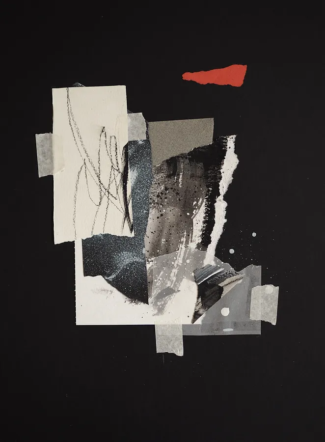 Imagen de Afterimages: 003 de Maryna Karapetian, tamaño: 30 x 40 cm, hecho de charcoal, watercolours, acrylics, paper, medio Collage, de Barcelona, parte de la serie Afterimages, con un precio de €80
